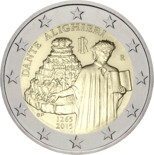 2015 Италия Данте Алигьери монета 2 евро (1)