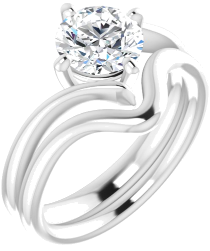 Sužadėtuvių Žiedas „Solitaire Bypass“ 14k white gold Round 7mm (6)