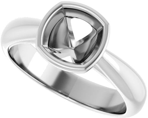 Sužadėtuvių Žiedas „Bezel-Set Solitaire“ 14k white gold Cushion 6.5mm (5)