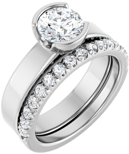 Sužadėtuvių Žiedas „Half-Bezel Solitaire“ 14k white gold Round 6.5mm (6)
