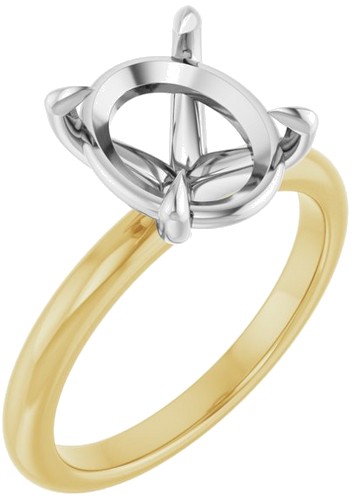 Sužadėtuvių Žiedas „Claw-Prong“ 14k yellow/white gold Oval 11mm x 9mm (1)