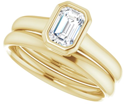 Sužadėtuvių Žiedas „Bezel-Set Solitaire“ 10k yellow gold Emerald 6mm x 4mm (10)