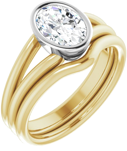 18K Yellow   White 8x6 mm Oval Engagement Ring Mounting (6)