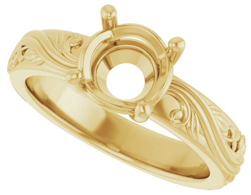 Sužadėtuvių Žiedas „Solitaire Sculptural“ 14k yellow gold Round 7.4mm (5)