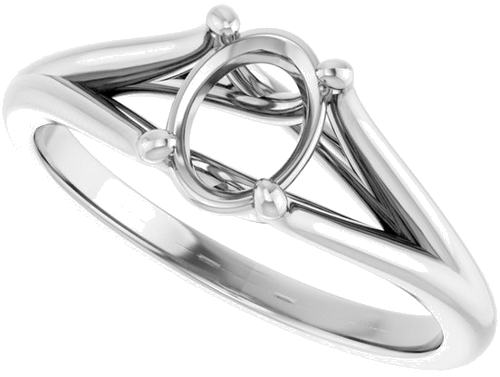 Sužadėtuvių Žiedas „Solitaire“ 14k white gold Oval 7mm x 5mm (5)