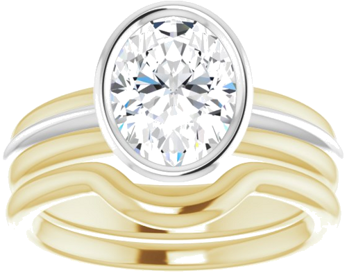 Sužadėtuvių Žiedas „Bezel-Set Solitaire“ 14k yellow/white gold Oval 9mm x 7mm (8)