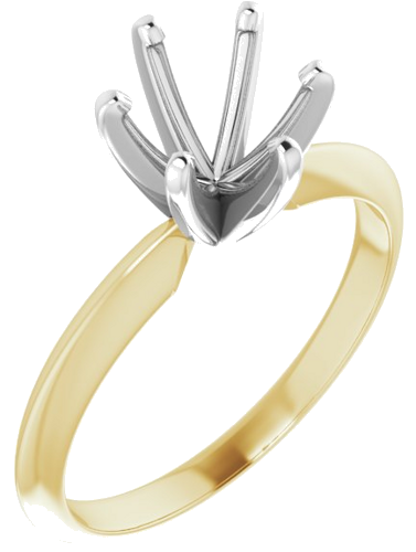 14K Yellow   White 6.6-7.2 mm Round 6-Prong Solitaire Ring Mounting (1)