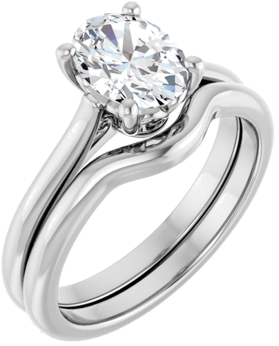 Sužadėtuvių Žiedas „Solitaire“ 585 Baltojo Aukso Oval 8mm x 6mm (6)