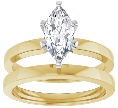 Sužadėtuvių Žiedas „Solitaire“ 14k yellow/white gold Marquise 10mm x 5mm (8)