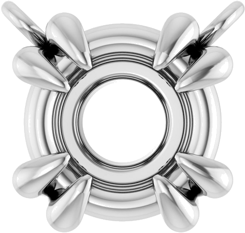 Pakabukas „Round 4-Prong Double-Claw“ 585 Baltojo Aukso Round 6.5mm (1)