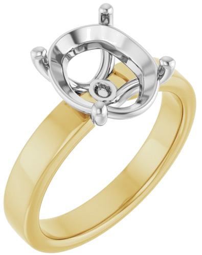 Sužadėtuvių Žiedas „Solitaire“ 18k yellow/white gold Oval 11mm x 9mm (1)