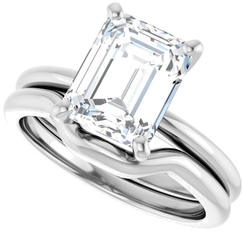 Sužadėtuvių Žiedas „Solitaire“ 18k white gold Emerald 9mm x 7mm (10)