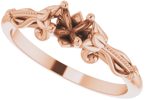 Sužadėtuvių Žiedas „Solitaire Sculptural“ 14k rose gold Round 4.1mm (5)