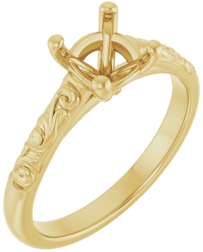 14K Yellow 6 mm Cushion Solitaire Engagement Ring Mounting (1)