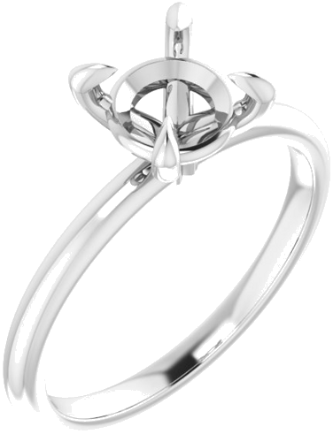 14K White  7 mm Round Solitaire Engagement Ring Mounting (1)