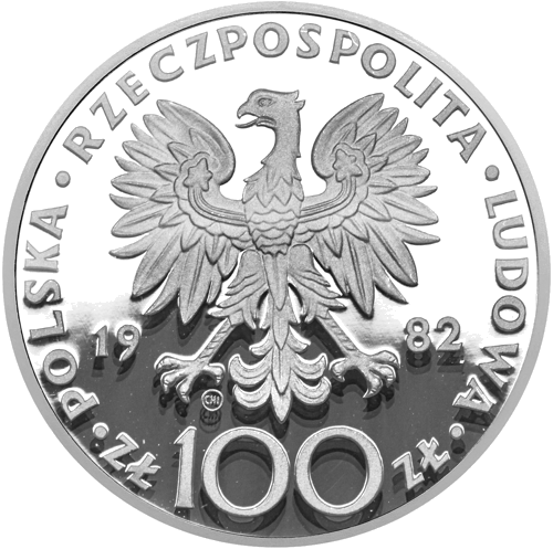 100 Zlotų Jono Pauliaus II vizitas 1982 Lenkija sidabrinė moneta (2)
