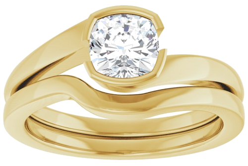 Sužadėtuvių Žiedas „Half-Bezel Solitaire“ 10k yellow gold Cushion 5.5mm (8)