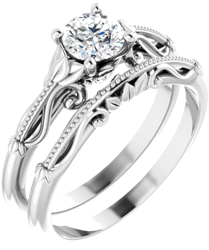 Sužadėtuvių Žiedas „Solitaire Sculptural“ 14k white gold Round 5.2mm (6)