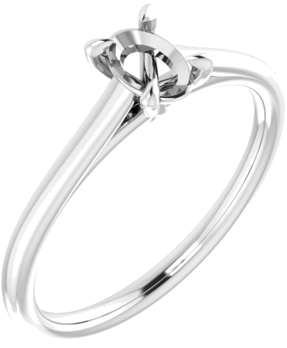 14K White  6x4 mm Oval Solitaire Engagement Ring Mounting (1)