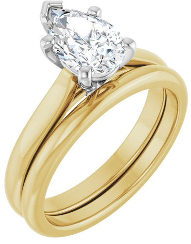 Sužadėtuvių Žiedas 14k yellow/white gold Pear 9mm x 6mm (6)
