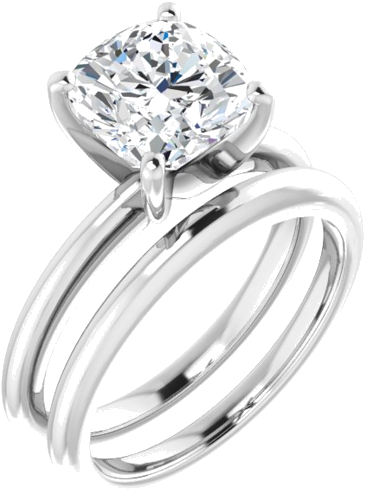 14K White  8 mm Cushion Solitaire Engagement Ring Mounting (6)