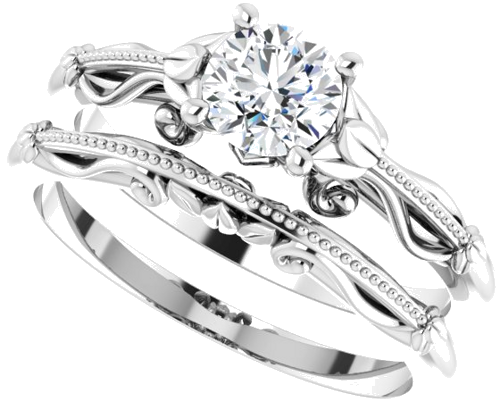 Sužadėtuvių Žiedas „Solitaire Sculptural“ 14k white gold Round 5.2mm (10)