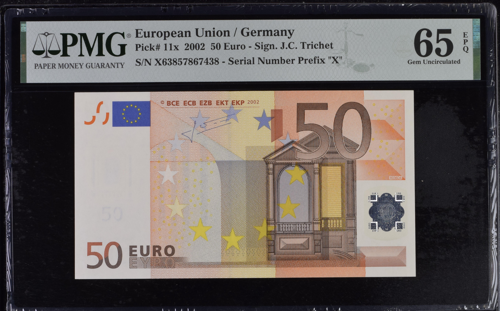 2002 Банкнота 50 евро PMG GEM UNC 65 (2)