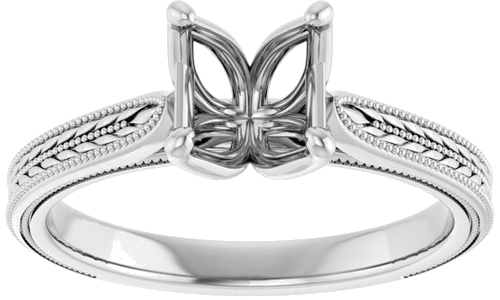 Sužadėtuvių Žiedas „Solitaire“ 14k white gold Asscher 6mm (3)