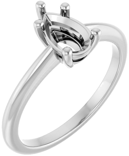 10K White 8x5 mm Pear Solitaire Engagement Ring Mounting (1)