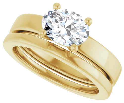 Sužadėtuvių Žiedas „Solitaire“ 585 Geltonojo Aukso Oval 8mm x 6mm (10)