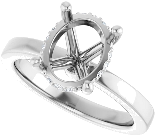 Sužadėtuvių Žiedas „Hidden Halo-Style“ 14k white gold Oval 10mm x 8mm (5)