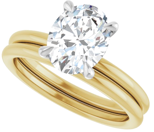 Sužadėtuvių Žiedas „Claw-Prong Solitaire“ 14k yellow/white gold Oval 9mm x 7mm (10)