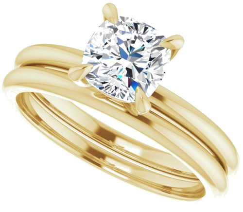 14K Yellow  6x6 mm Cushion Solitaire Engagement Ring Mounting (10)