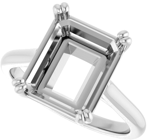 Sužadėtuvių Žiedas „Double Claw-Prong Solitaire“ 14k white gold Emerald 11mm x 9mm (5)