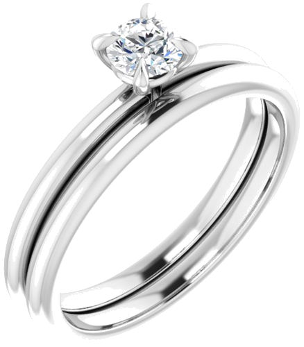 Sužadėtuvių Žiedas „Solitaire“ 10k white gold Round 4.1mm (6)