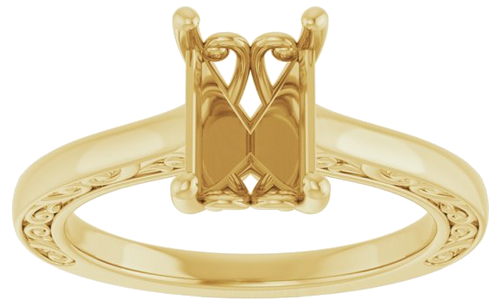 14K Yellow  8x6 mm Emerald Solitaire Engagement Ring Mounting (3)