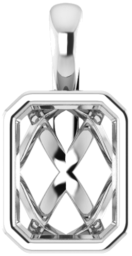 14K White 8x6 mm Emerald Pendant Mounting (1)