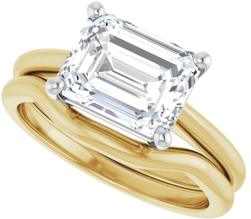 14K Yellow White 9x7 mm Emerald Solitaire Engagement Ring Mounting (8)