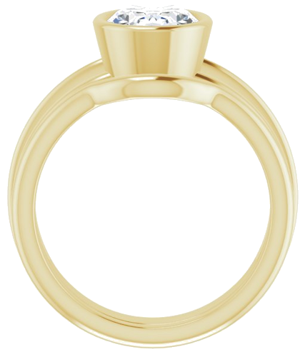 Sužadėtuvių Žiedas „Bezel-Set Solitaire“ 585 Geltonojo Aukso Oval 9mm x 7mm (7)