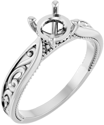 Sužadėtuvių Žiedas „Solitaire Vintage-Inspired“ 14k white gold Round 6.5mm (1)