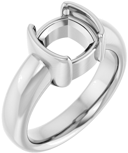 Sužadėtuvių Žiedas „Half-Bezel Solitaire“ 14k white gold Cushion 8mm (1)
