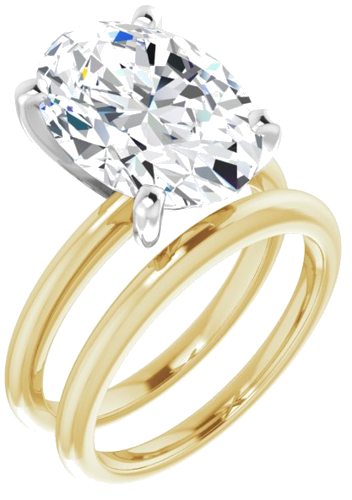 Sužadėtuvių Žiedas „Solitaire“ 585 Baltojo Ir Geltonojo Aukso Oval 14mm x 10mm (6)