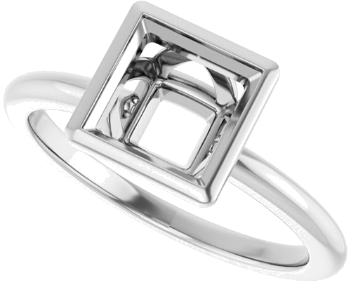 Sužadėtuvių Žiedas „Bezel-Set“ 14k white gold Square 6.5mm (5)