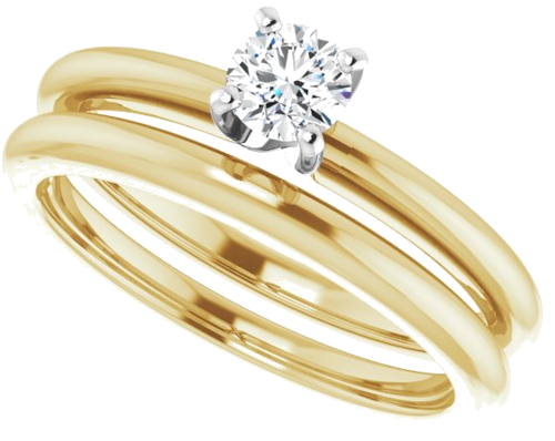 14K Yellow   White  4.1 mm Round Solitaire Engagement Ring Mounting (10)