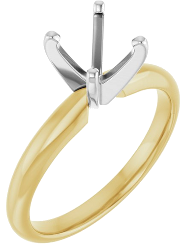 14K Yellow   White 6.6-7.2 mm Round 4-Prong Solitaire Ring Mounting (1)