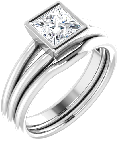 Sterling Silver 5.5 mm Square Engagement Ring Mounting (6)