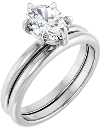 Sužadėtuvių Žiedas „Solitaire“ 585 Baltojo Aukso Oval 8mm x 6mm (6)