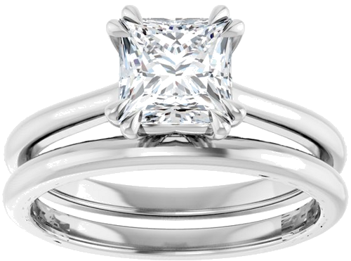 Sužadėtuvių Žiedas „Double Claw-Prong“ 14k white gold Square 6mm (8)