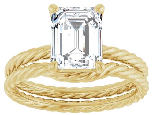 Sužadėtuvių Žiedas „Solitaire Rope“ 14k yellow gold Emerald 9mm x 7mm (8)