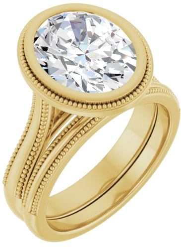 14K Yellow 11x9 mm Oval Solitaire Engagement Ring Mounting (6)